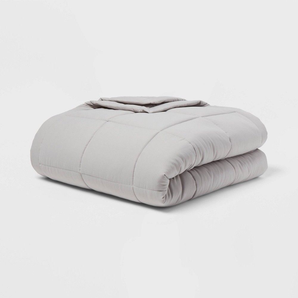 Room Essentials Full/Queen Quilted Down Alternative Bed Blanket Gray Reversible